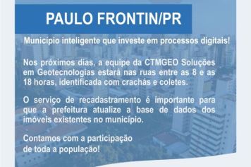 VISITAS  PARA RECADASTRAMENTO IMOBILIÁRIO  