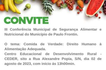 III Conferência Municipal de Segurança Alimentar e Nutricional do Município de Paulo Frontin.