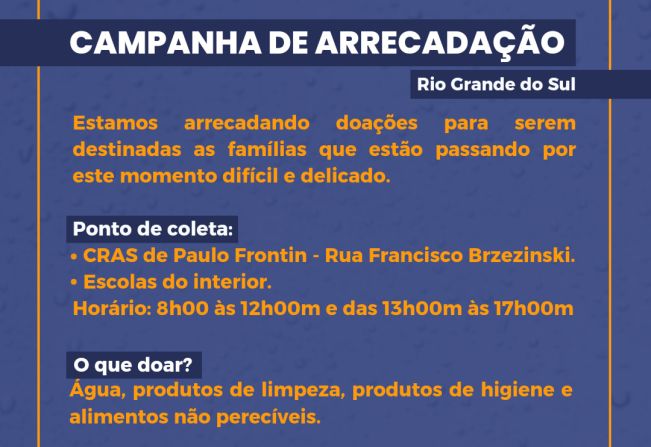 CAMPANHA DE ARRECADAÇÃO - RIO GRANDE DO SUL 