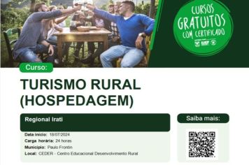 CURSO PRESENCIAL GRATUITO: TURISMO RURAL (HOSPEDAGEM)